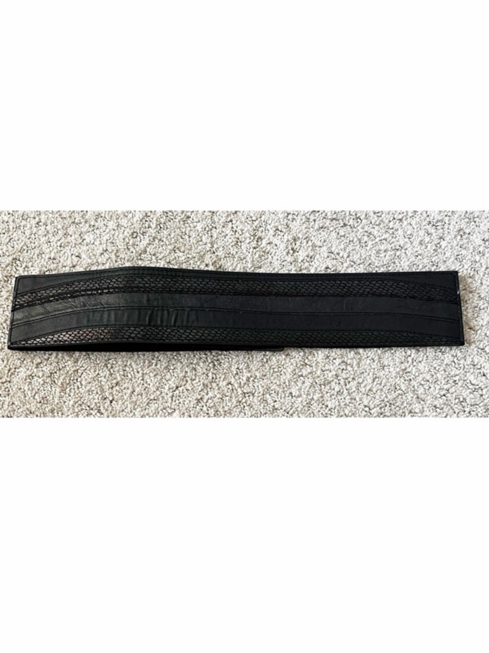 Womens Black Wide Belt Stretch Sz L / XL Snap Moto Biker Elastic Retro 90s Y2K